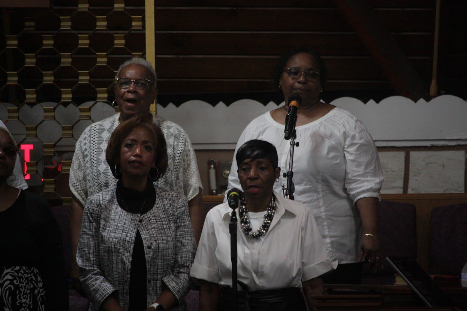 The choir singing during worship