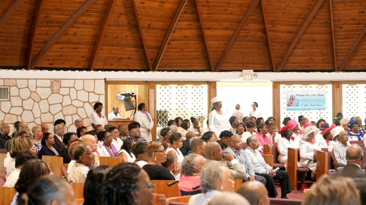 Members of St. John’s gathered in the sanctuary for Sunday worship.